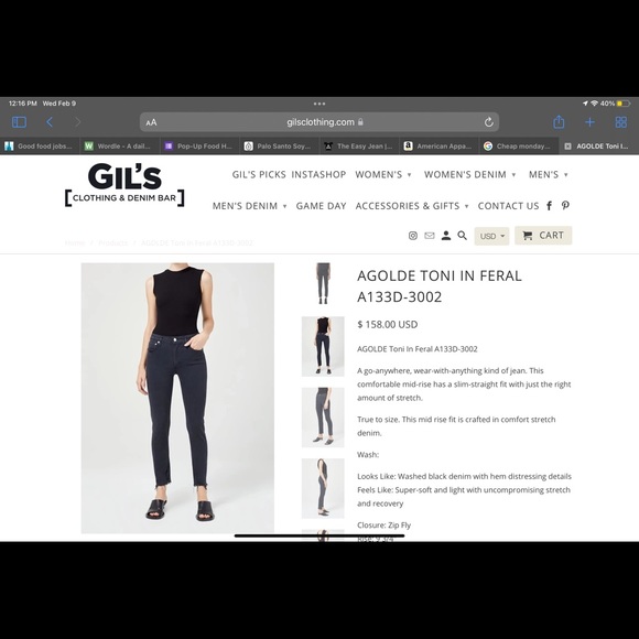 Agolde slim straight black denim - Picture 2 of 6